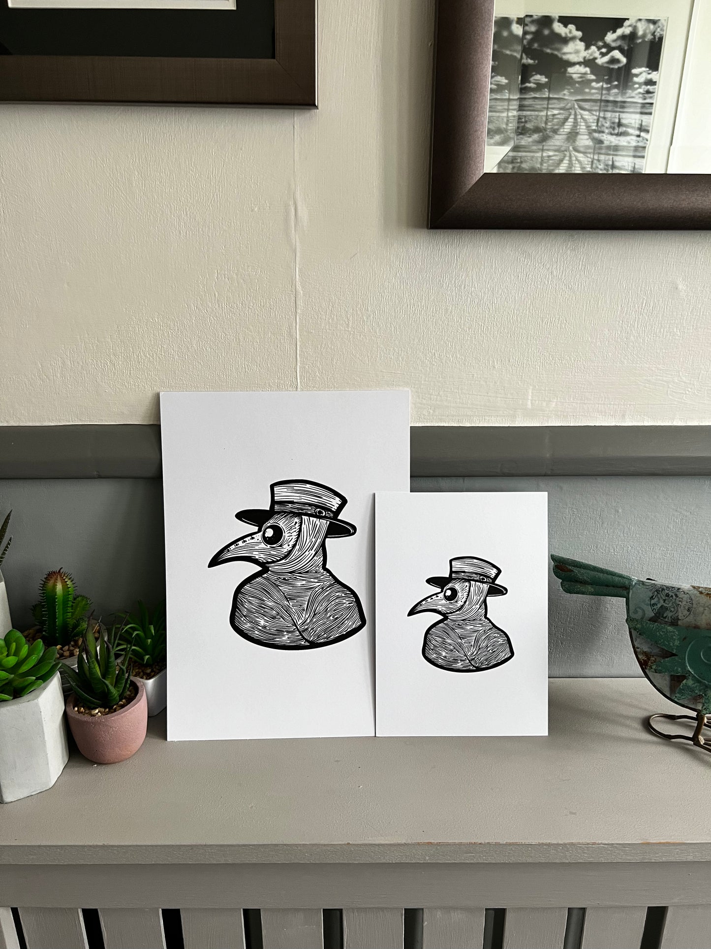 Black and White Gothic Plague Doctor Art Print